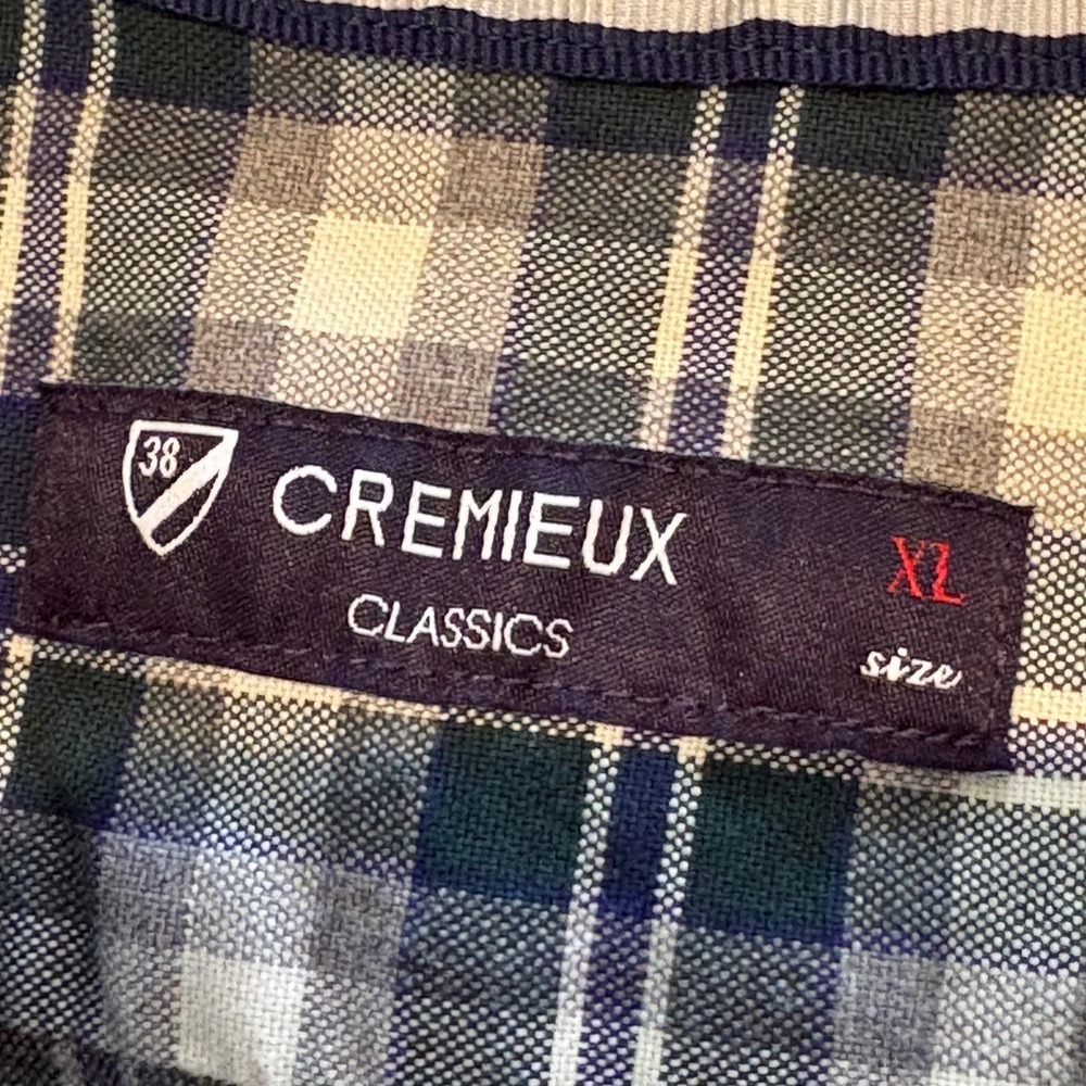 Cremieux Classics Button Down Shirt Mens XL Green Navy Plaid Cotton Tartan EUC - Picture 3 of 13